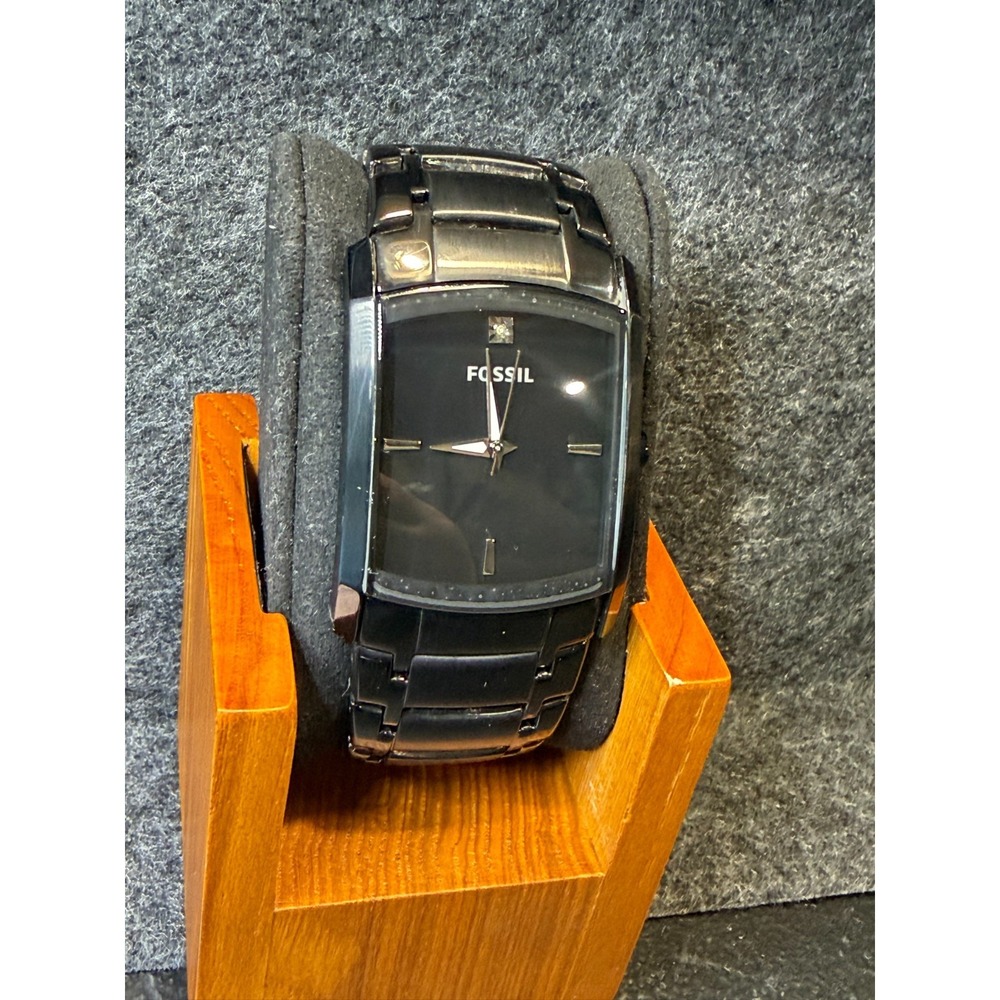 Vintage Fossil Arkitekt FS4150 Mens Quartz Watch Black Dial Steel Bracelet Y2K